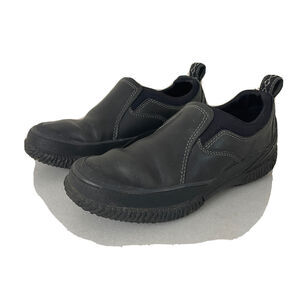 LL Bean Black Leather Slip On Comfort Walking Shoes Moccasins Women’s Size 7